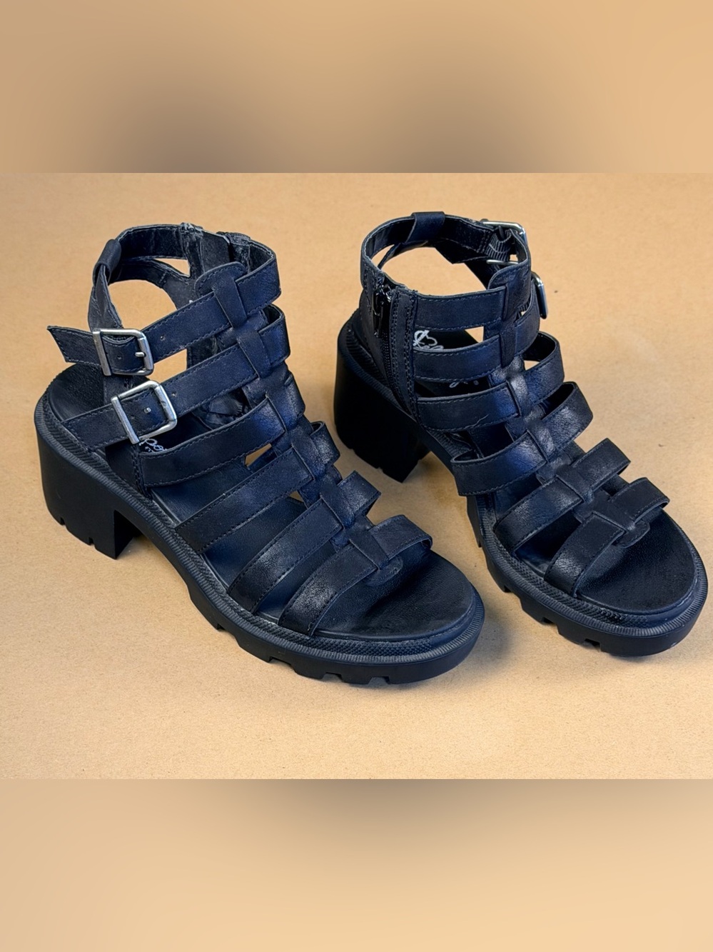 Jellypop Black Sandals - Size 8 Gladiator, Combat Sandals